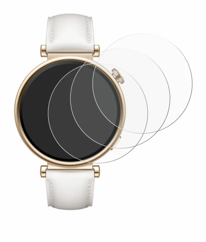 Immagine del dispositivo Huawei Watch GT 4 (41mm) con un'ampia varietà di protezioni per lo schermo.