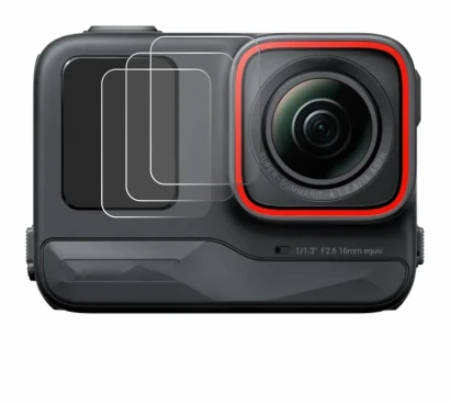 Immagine del dispositivo Insta360 Ace Pro (Fronte Display) con un'ampia varietà di protezioni per lo schermo.