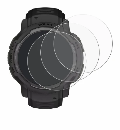 Immagine del dispositivo Garmin Instinct Crossover Solar con un'ampia varietà di protezioni per lo schermo.