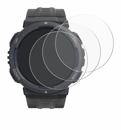 Immagine del dispositivo Amazfit Active Edge con un'ampia varietà di protezioni per lo schermo.