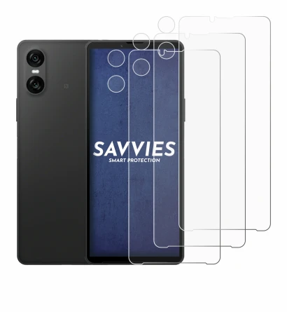 Immagine del dispositivo Sony Xperia 10 VI (Fronte+Fotocamera) con un'ampia varietà di protezioni per lo schermo.