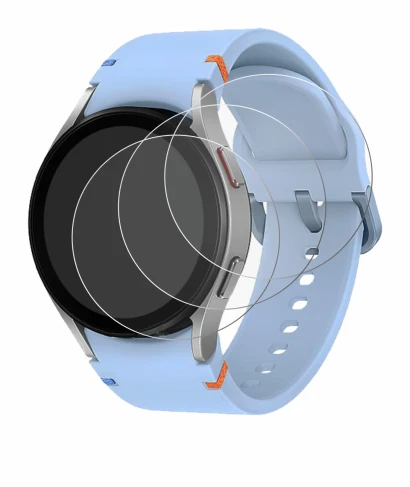 Immagine del dispositivo Samsung Galaxy Watch FE con un'ampia varietà di protezioni per lo schermo.