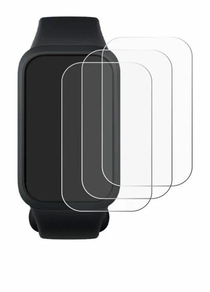 Immagine del dispositivo Xiaomi Smart Band 9 Active con un'ampia varietà di protezioni per lo schermo.
