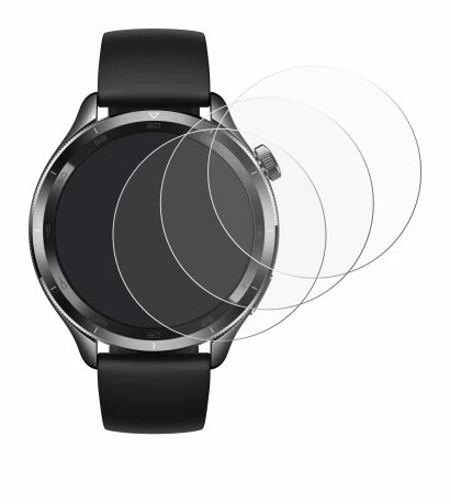 Immagine del dispositivo Xiaomi Watch S4 (47 mm) con un'ampia varietà di protezioni per lo schermo.