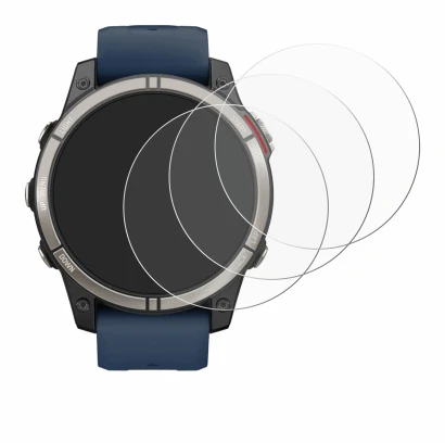 Immagine del dispositivo Garmin quatix 7 Pro con un'ampia varietà di protezioni per lo schermo.