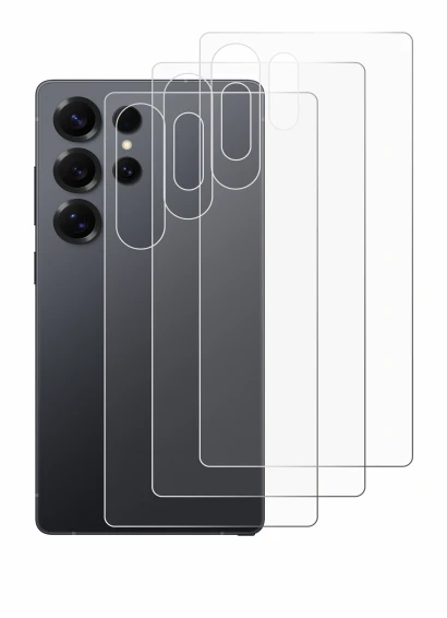 Immagine del dispositivo Samsung Galaxy S25 Ultra (Posteriore) con un'ampia varietà di protezioni per lo schermo.