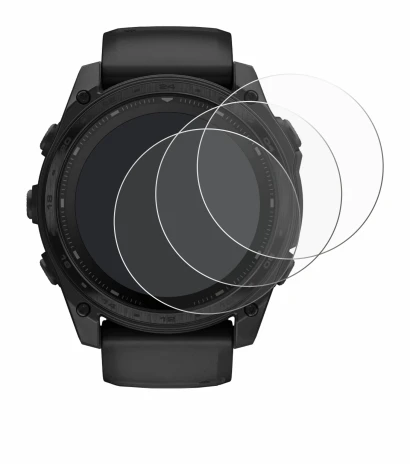 Immagine del dispositivo Garmin Tactix 8 Solar (51 mm) con un'ampia varietà di protezioni per lo schermo.