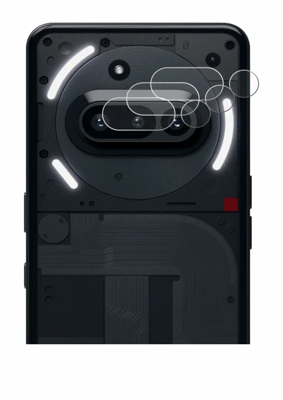 Immagine del dispositivo Nothing Phone (3a) (SOLO Fotocamera) con un'ampia varietà di protezioni per lo schermo.