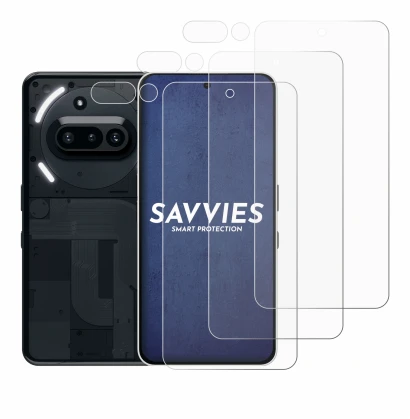 Immagine del dispositivo Nothing Phone (3a) (Fronte+Fotocamera) con un'ampia varietà di protezioni per lo schermo.