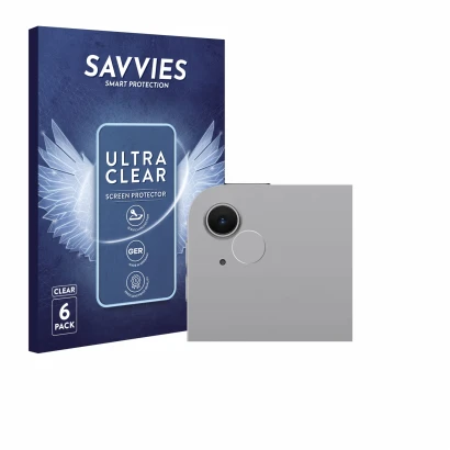 Parte frontale di una confezione del prodotto con il logo del marchio Savvies. Accanto è raffigurato il dispositivo Apple iPad