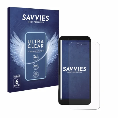 Parte frontale di una confezione del prodotto con il logo del marchio Savvies. Accanto è raffigurato il dispositivo Datalogic 