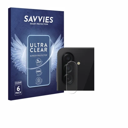 Parte frontale di una confezione del prodotto con il logo del marchio Savvies. Accanto è raffigurato il dispositivo Samsung Ga