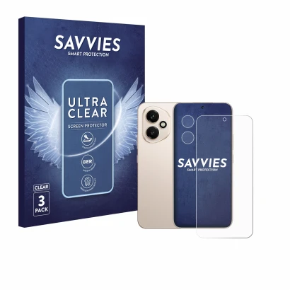 Parte frontale di una confezione del prodotto con il logo del marchio Savvies. Accanto è raffigurato il dispositivo Honor 400 