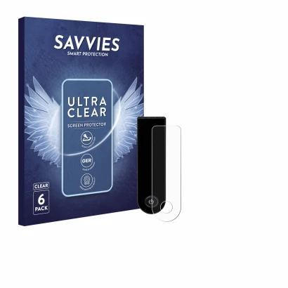 Parte frontale di una confezione del prodotto con il logo del marchio Savvies. Accanto è raffigurato il dispositivo Xiaomi Ele