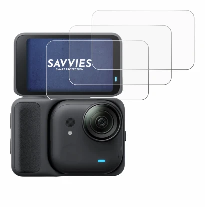 Immagine del dispositivo Insta360 Go Ultra con un'ampia varietà di protezioni per lo schermo.