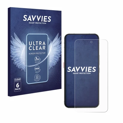 Parte frontale di una confezione del prodotto con il logo del marchio Savvies. Accanto è raffigurato il dispositivo Oukitel WP