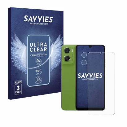 Parte frontale di una confezione del prodotto con il logo del marchio Savvies. Accanto è raffigurato il dispositivo Motorola M