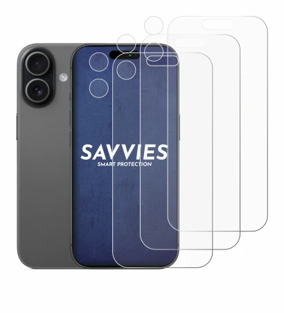 Immagine del dispositivo Apple iPhone 17 (Fronte+Fotocamera) con un'ampia varietà di protezioni per lo schermo.