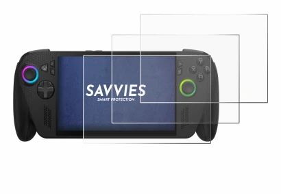 Immagine del dispositivo ASUS ROG Ally X 2025 con un'ampia varietà di protezioni per lo schermo.