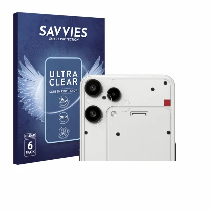 Parte frontale di una confezione del prodotto con il logo del marchio Savvies. Accanto è raffigurato il dispositivo Nothing Ph