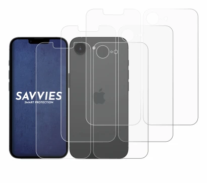 Immagine del dispositivo Apple iPhone 17e (Fronte+Retro) con un'ampia varietà di protezioni per lo schermo.