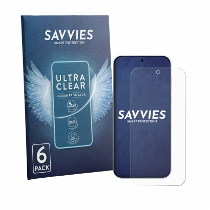 Parte frontale di una confezione del prodotto con il logo del marchio Savvies. Accanto è raffigurato il dispositivo OnePlus No