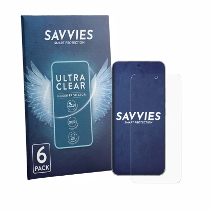 Parte frontale di una confezione del prodotto con il logo del marchio Savvies. Accanto è raffigurato il dispositivo Honor Win 