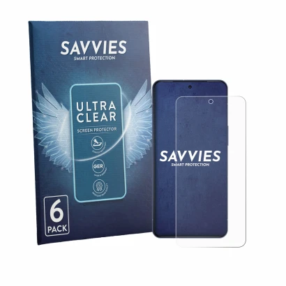 Parte frontale di una confezione del prodotto con il logo del marchio Savvies. Accanto è raffigurato il dispositivo Sharp Aquo