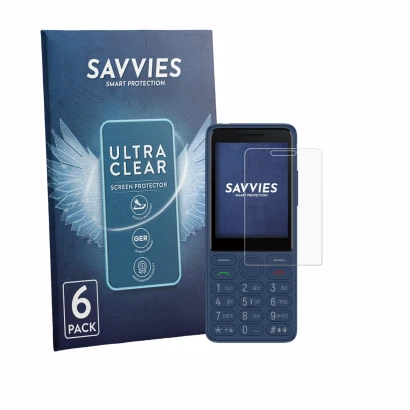 Parte frontale di una confezione del prodotto con il logo del marchio Savvies. Accanto è raffigurato il dispositivo TCL OneTou