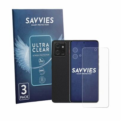 Parte frontale di una confezione del prodotto con il logo del marchio Savvies. Accanto è raffigurato il dispositivo Motorola T