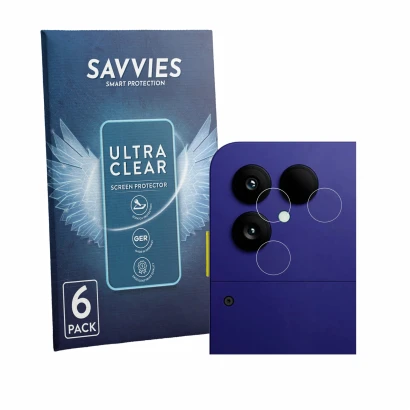 Parte frontale di una confezione del prodotto con il logo del marchio Savvies. Accanto è raffigurato il dispositivo Fairphone 