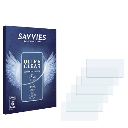 Parte frontale di una confezione del prodotto con il logo del marchio Savvies. Accanto si trova la protezione per lo schermo c