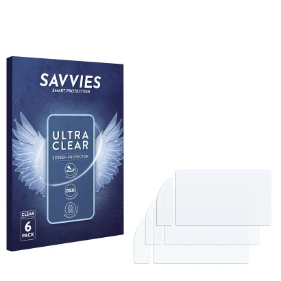 Parte frontale di una confezione del prodotto con il logo del marchio Savvies. Accanto si trova la protezione per lo schermo c