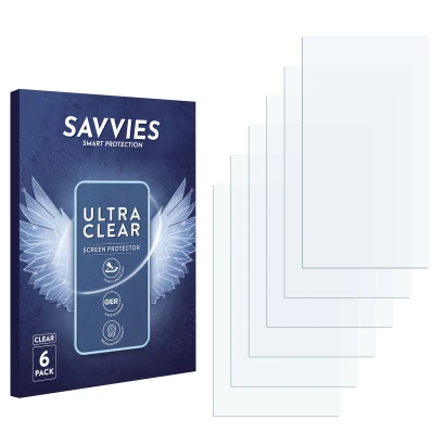 Parte frontale di una confezione del prodotto con il logo del marchio Savvies. Accanto si trova la protezione per lo schermo c