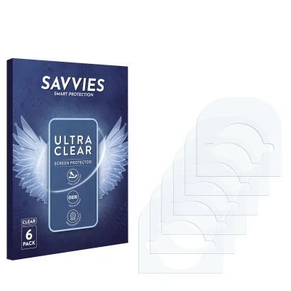 Parte frontale di una confezione del prodotto con il logo del marchio Savvies. Accanto si trova la protezione per lo schermo c