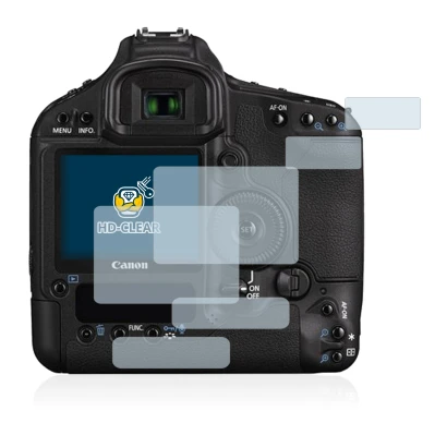 Immagine del dispositivo Canon EOS 1D Mark III con un'ampia varietà di protezioni per lo schermo.