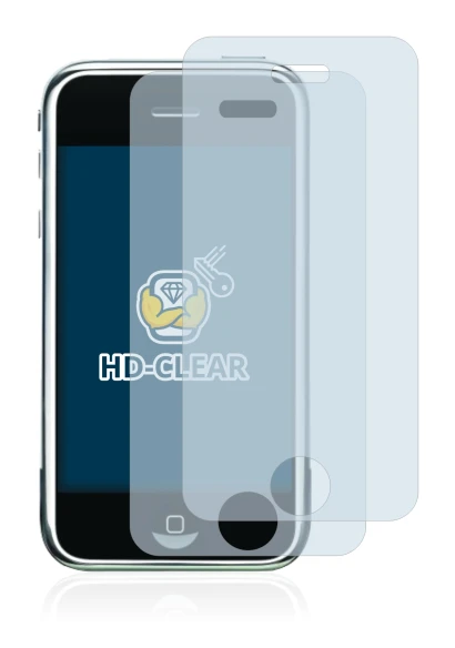Immagine del dispositivo Apple iPhone 2G con un'ampia varietà di protezioni per lo schermo.