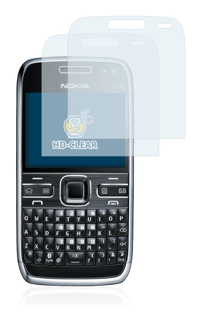 Immagine del dispositivo Nokia E72 con un'ampia varietà di protezioni per lo schermo.