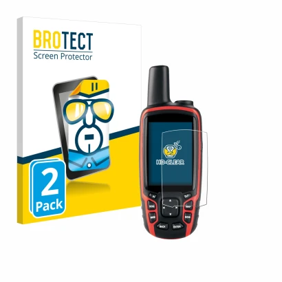Parte frontale di una confezione del prodotto con il logo del marchio BROTECT. Accanto è raffigurato il dispositivo Garmin Ast