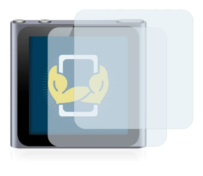 Immagine del dispositivo Apple iPod nano 2011 (6a. Gen.) con un'ampia varietà di protezioni per lo schermo.
