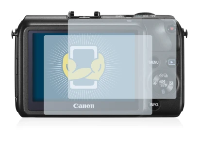 Immagine del dispositivo Canon EOS M con un'ampia varietà di protezioni per lo schermo.
