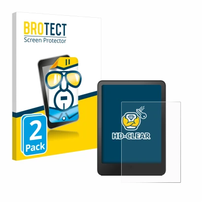 Parte frontale di una confezione del prodotto con il logo del marchio BROTECT. Accanto è raffigurato il dispositivo Amazon Kin