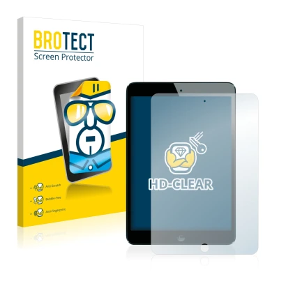 Parte frontale di una confezione del prodotto con il logo del marchio BROTECT. Accanto è raffigurato il dispositivo Apple iPad