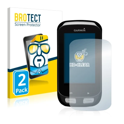 Parte frontale di una confezione del prodotto con il logo del marchio BROTECT. Accanto è raffigurato il dispositivo Garmin Edg