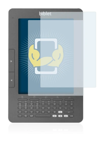 Immagine del dispositivo Biblet eBook Reader con un'ampia varietà di protezioni per lo schermo.