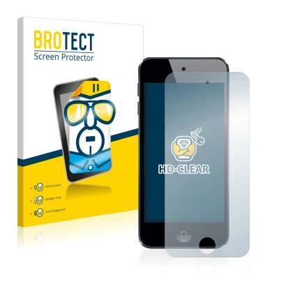 Parte frontale di una confezione del prodotto con il logo del marchio BROTECT. Accanto è raffigurato il dispositivo Apple iPod