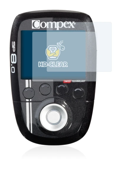 Immagine del dispositivo Compex SP 8.0 con un'ampia varietà di protezioni per lo schermo.