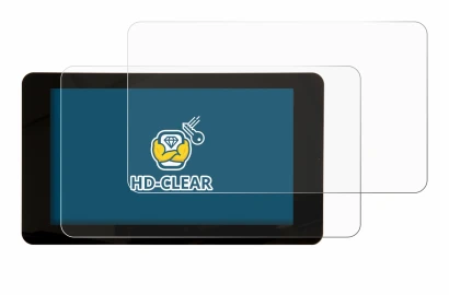 Immagine del dispositivo Raspberry Pi Touchscreen 7" con un'ampia varietà di protezioni per lo schermo.