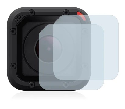 Immagine del dispositivo GoPro Hero Session con un'ampia varietà di protezioni per lo schermo.