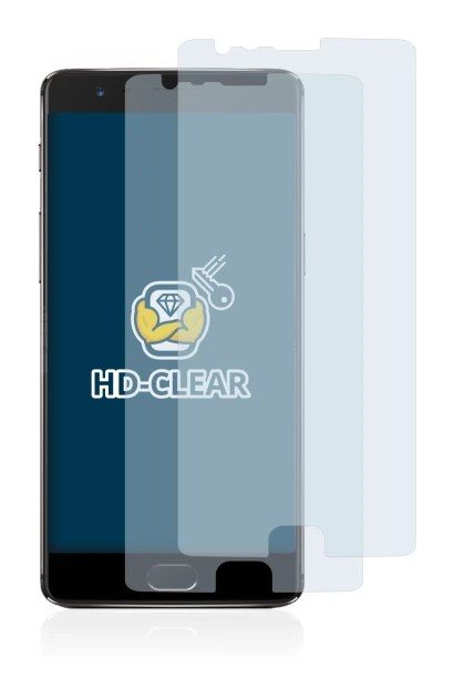 Immagine del dispositivo OnePlus 3T con un'ampia varietà di protezioni per lo schermo.